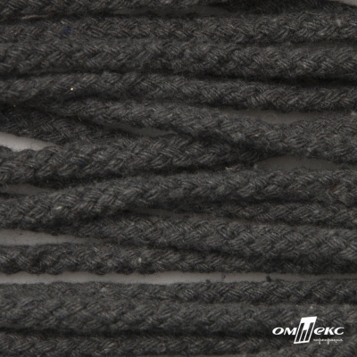Шнур плетеный d-6 мм круглый, 70% хлопок 30% полиэстер, уп.90+/-1 м, цв.1088-т.серый - купить в Владивостоке. Цена: 588 руб.