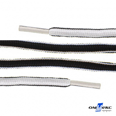Шнурки #4-27, круглые 130 см, двухцветные (черно/белый) - купить в Владивостоке. Цена: 47.04 руб.