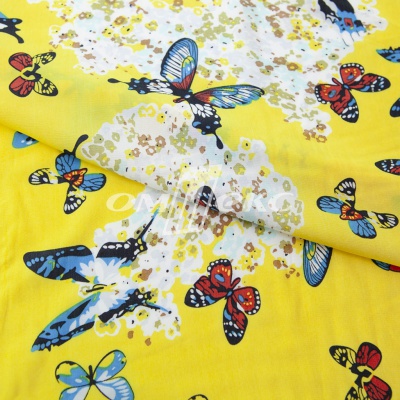 Плательная ткань "Софи" 7.2, 75 гр/м2, шир.150 см, принт бабочки - купить в Владивостоке. Цена 241.49 руб.