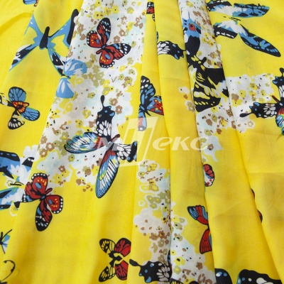 Плательная ткань "Софи" 7.2, 75 гр/м2, шир.150 см, принт бабочки - купить в Владивостоке. Цена 241.49 руб.