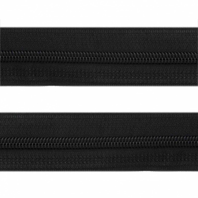 Рулонная молния с покрытием PVC спираль тип 3 (упак.270м) -черная с полосой СВО - купить в Владивостоке. Цена: 12.74 руб.