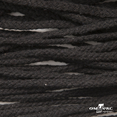 Шнур плетеный d-6 мм круглый, 70% хлопок 30% полиэстер, уп.90+/-1 м, цв.1078-черный - купить в Владивостоке. Цена: 594 руб.
