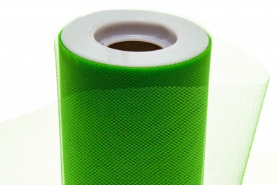 Фатин в шпульках 16-146, 10 гр/м2, шир. 15 см (в нам. 25+/-1 м), цвет зелёный - купить в Владивостоке. Цена: 100.69 руб.
