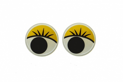 Глазки для игрушек, круглые, с бегающими зрачками, 12 мм/упак.50+/-2 шт, цв. -желтый - купить в Владивостоке. Цена: 96.01 руб.