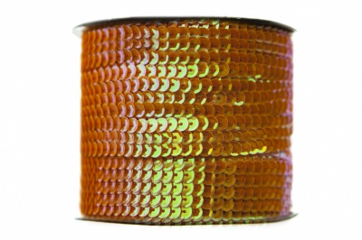 Пайетки "ОмТекс" на нитях, CREAM, 6 мм С / упак.73+/-1м, цв. 88 - оранжевый - купить в Владивостоке. Цена: 300.55 руб.