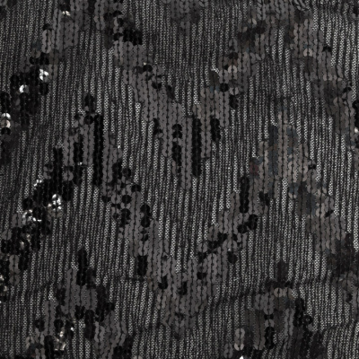 Трикотажное полотно с пайетками, шир.130 см, #311-бахрома чёрная - купить в Владивостоке. Цена 1 183.35 руб.
