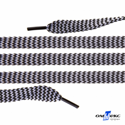 Шнурки #107-07, плоские 130 см, двухцветные цв.серый/чёрный - купить в Владивостоке. Цена: 23.03 руб.