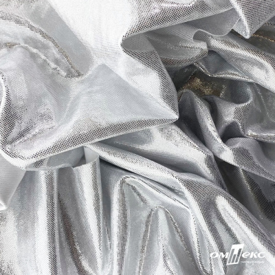 Трикотажное полотно голограмма, шир.140 см, #602 -белый/серебро - купить в Владивостоке. Цена 385.88 руб.