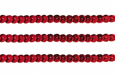 Пайетки "ОмТекс" на нитях, SILVER-BASE, 6 мм С / упак.73+/-1м, цв. 3 - красный - купить в Владивостоке. Цена: 468.37 руб.