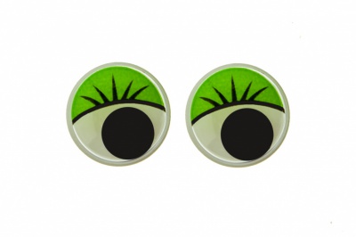Глазки для игрушек, круглые, с бегающими зрачками, 15 мм/упак.50+/-2 шт, цв. -зеленый - купить в Владивостоке. Цена: 113.01 руб.