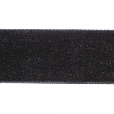 Лента бархатная нейлон, шир.25 мм, (упак. 45,7м), цв.03-черный - купить в Владивостоке. Цена: 800.84 руб.