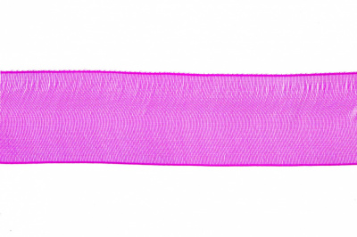 Лента органза 1015, шир. 10 мм/уп. 22,8+/-0,5 м, цвет ярк.розовый - купить в Владивостоке. Цена: 38.39 руб.