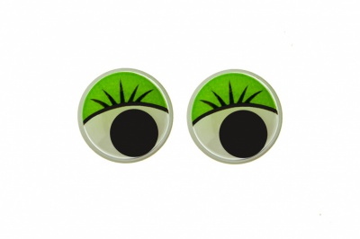 Глазки для игрушек, круглые, с бегающими зрачками, 12 мм/упак.50+/-2 шт, цв. -зеленый - купить в Владивостоке. Цена: 96.01 руб.