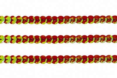 Пайетки "ОмТекс" на нитях, CREAM, 6 мм С / упак.73+/-1м, цв. 96 - красный - купить в Владивостоке. Цена: 484.77 руб.