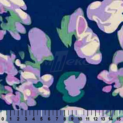 Штапель принт (100% вискоза) D4,C3, 110 гр/м2, шир.140см, принт цветы/василёк - купить в Владивостоке. Цена 343 руб.
