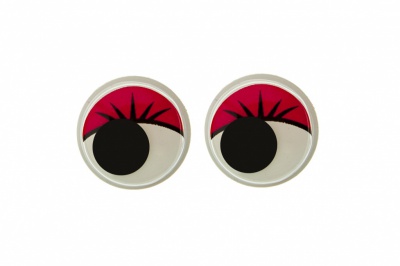 Глазки для игрушек, круглые, с бегающими зрачками, 12 мм/упак.50+/-2 шт, цв. -красный - купить в Владивостоке. Цена: 95.04 руб.